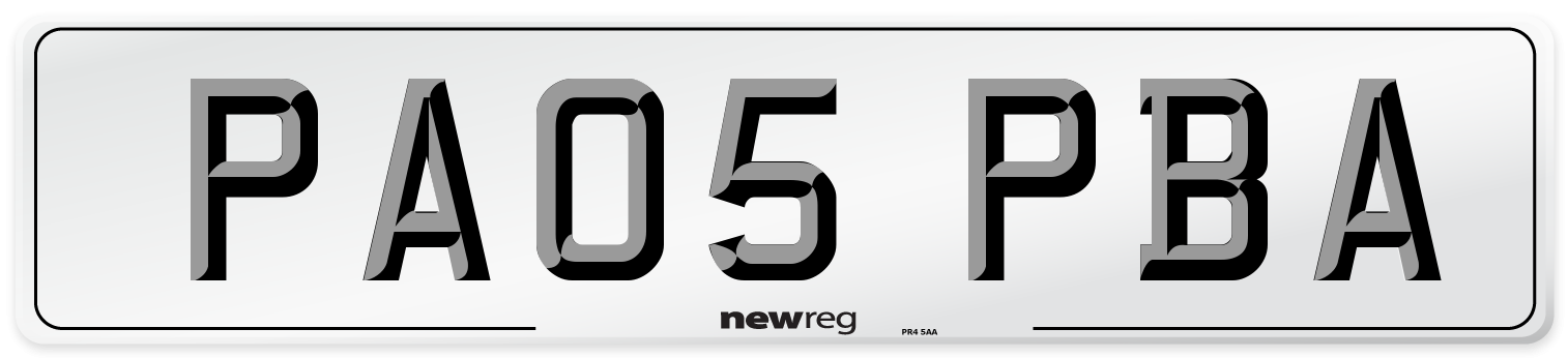 PA05 PBA Number Plate from New Reg